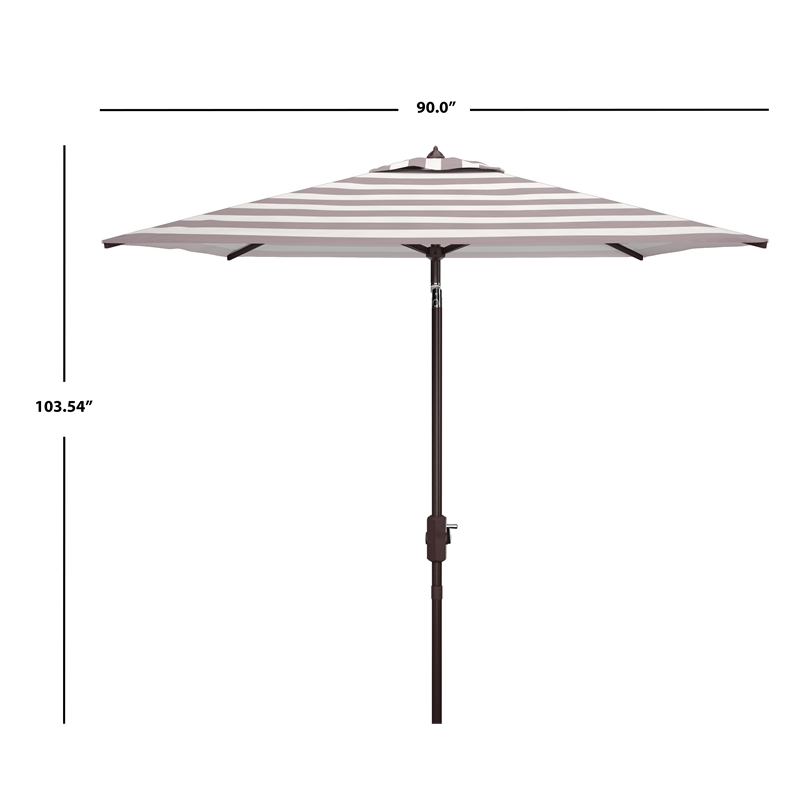 Safavieh Iris Fashion Line 7.5 Ft Square Metal and Fabric Umbrella in Gray/White