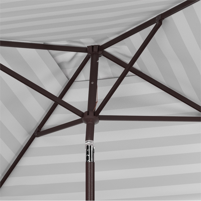 Safavieh Iris Fashion Line 7.5 Ft Square Metal and Fabric Umbrella in Gray/White