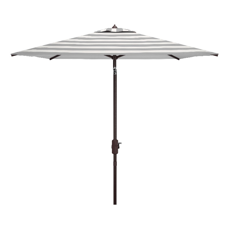 Safavieh Iris Fashion Line 7.5 Ft Square Metal and Fabric Umbrella in Gray/White