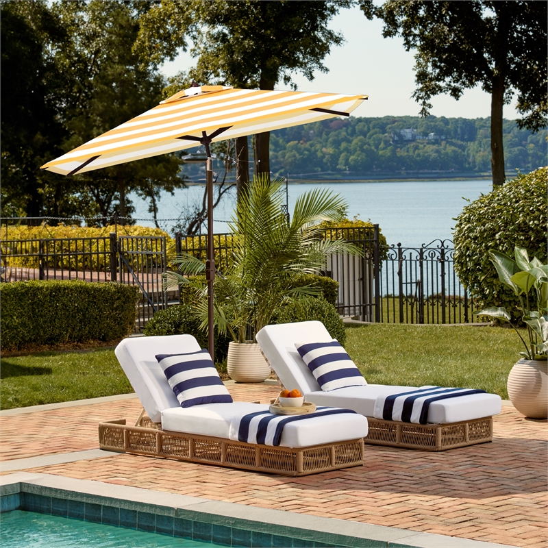 Safavieh Iris 7.5  Square Metal and Fabric Umbrella in Yellow