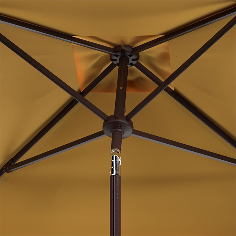 Safavieh Elegant Valance 7.5 Ft Square Metal and Fabric Crank Umbrella in Yellow