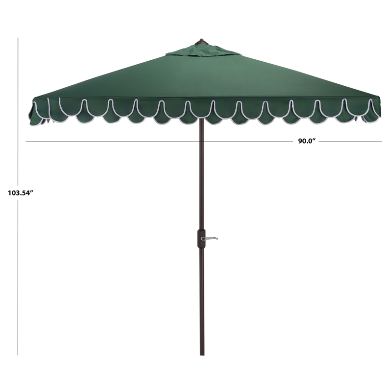 Safavieh Elegant Valance 7.5 Ft Square Aluminum Umbrella in Green / White