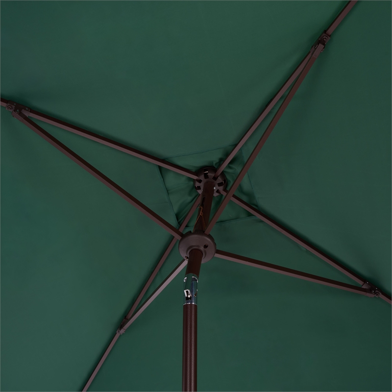 Safavieh Elegant Valance 7.5 Ft Square Aluminum Umbrella in Green / White
