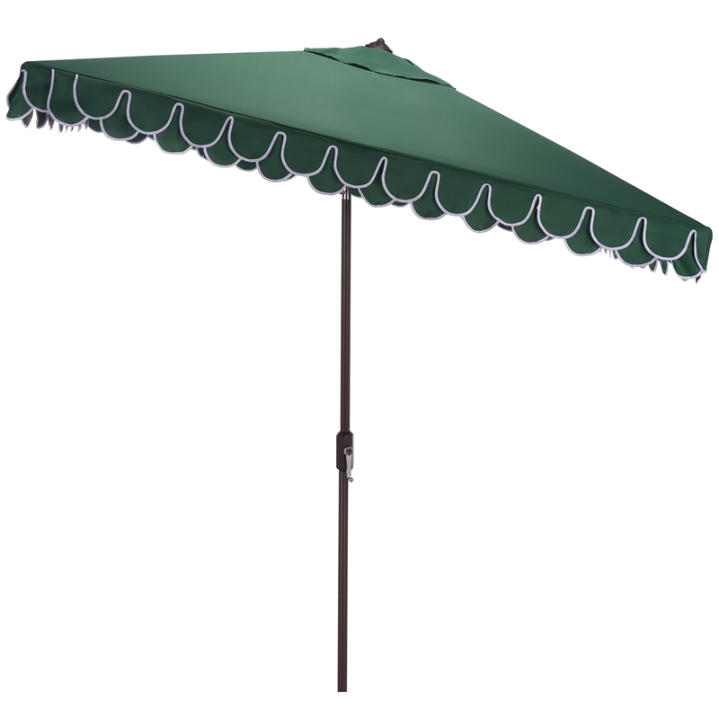 Safavieh Elegant Valance 7.5 Ft Square Aluminum Umbrella in Green / White