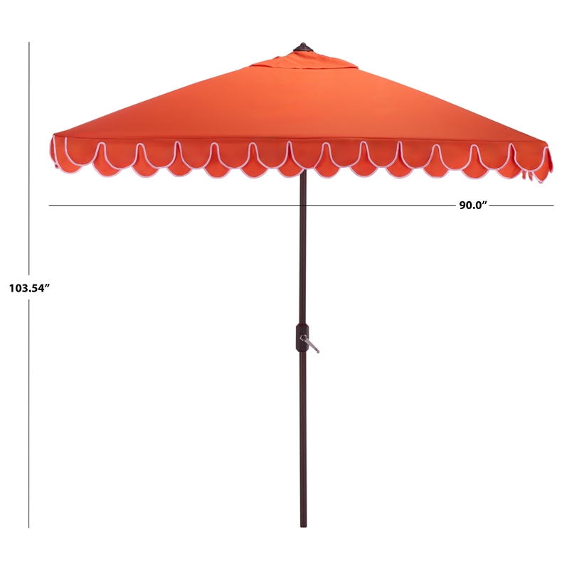 Safavieh Elegant Valance 7.5 Ft Square Aluminum Umbrella in Orange / White