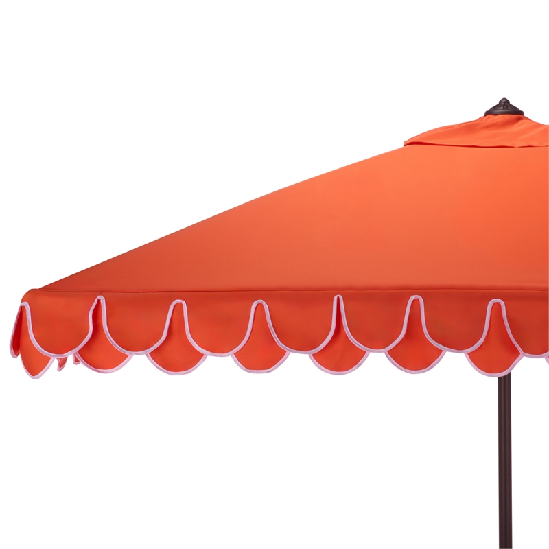 Safavieh Elegant Valance 7.5 Ft Square Aluminum Umbrella in Orange / White