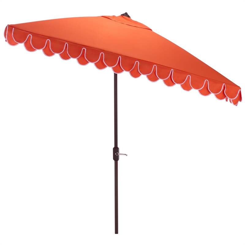 Safavieh Elegant Valance 7.5 Ft Square Aluminum Umbrella in Orange / White