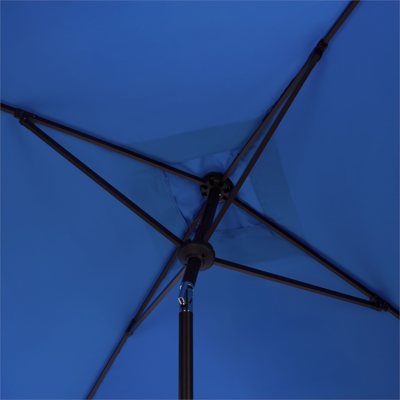Safavieh Elegant Valance 7.5 Ft Square Aluminum Umbrella in  Blue / White