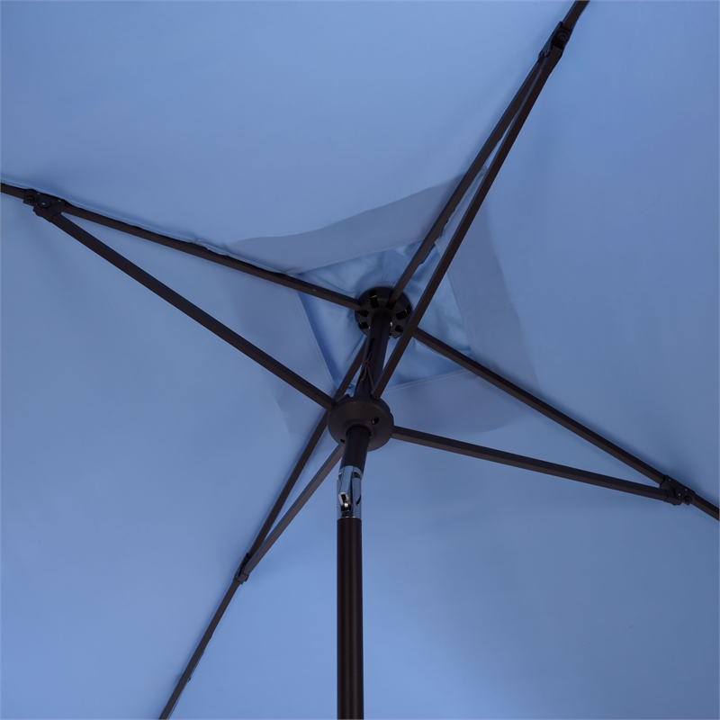 Safavieh Elegant Valance 7.5 Ft Square Aluminum Umbrella in Baby Blue / White