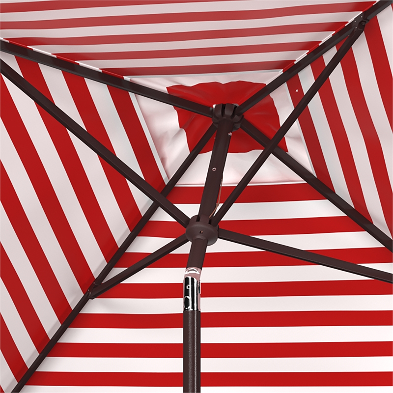 Safavieh Athens 7.5 Ft  Square Metal and Fabric Crank Umbrella in Red
