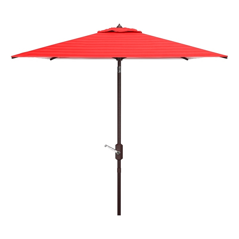 Safavieh Athens 7.5 Ft  Square Metal and Fabric Crank Umbrella in Red