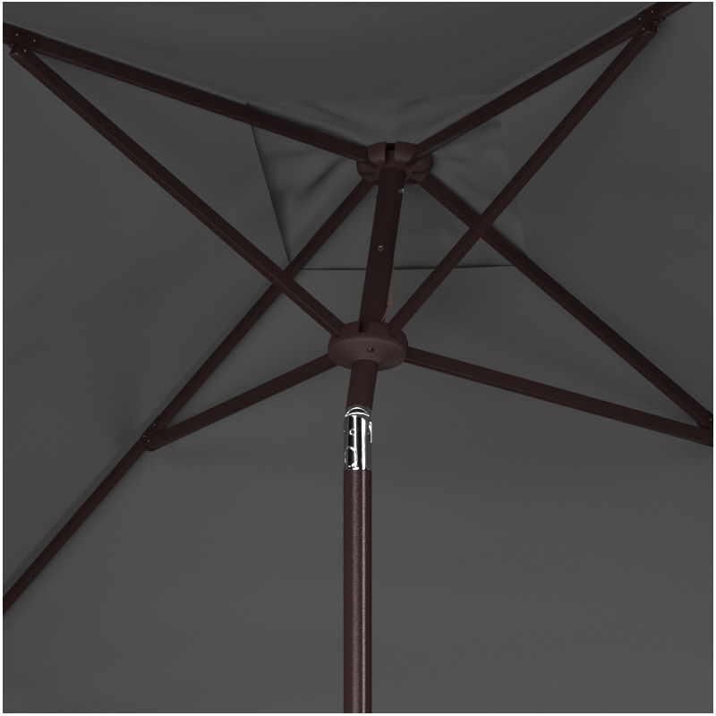 Safavieh Milan Fringe 7.5 Ft Square Metal and Fabric Crank Umbrella in Gray