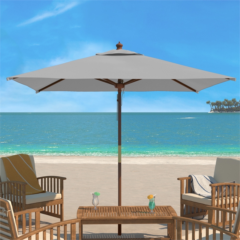 Safavieh Velop 7.5Ft Square Wood Umbrella in Gray