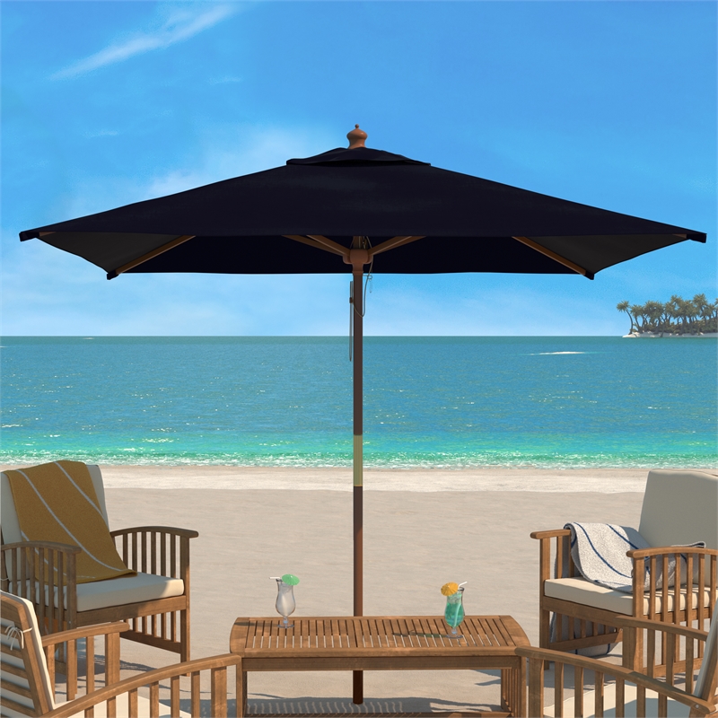Safavieh Velop 7.5Ft Square Wood Umbrella in Navy
