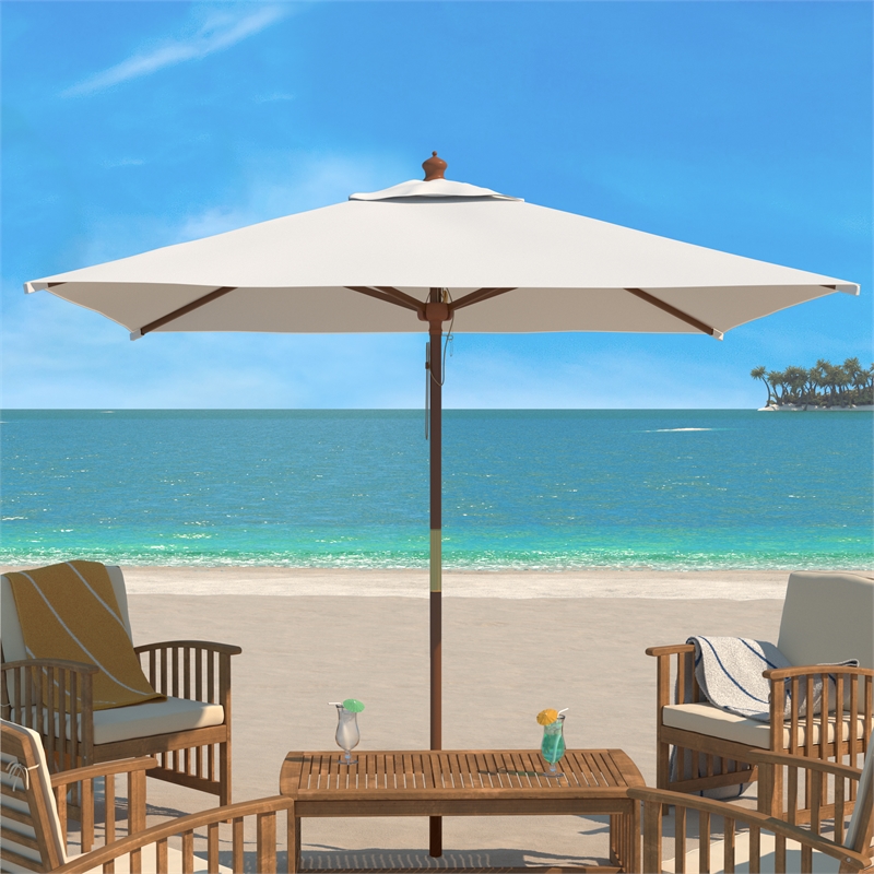 Safavieh Velop 7.5Ft Square Wood Umbrella in Ivory