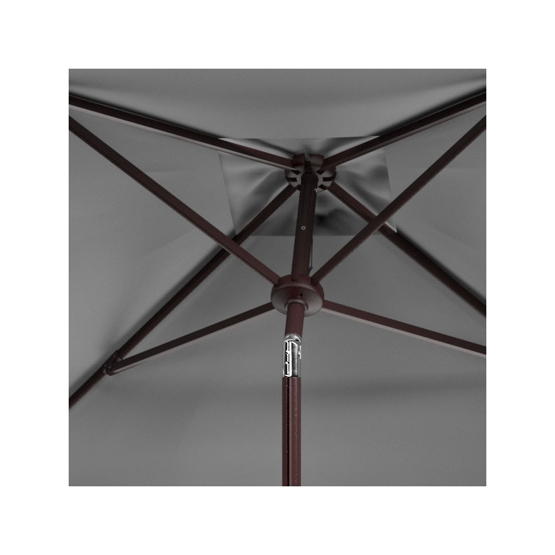 Safavieh Venice 7.5 Ft Square Metal and Fabric Crank Umbrella in Gray