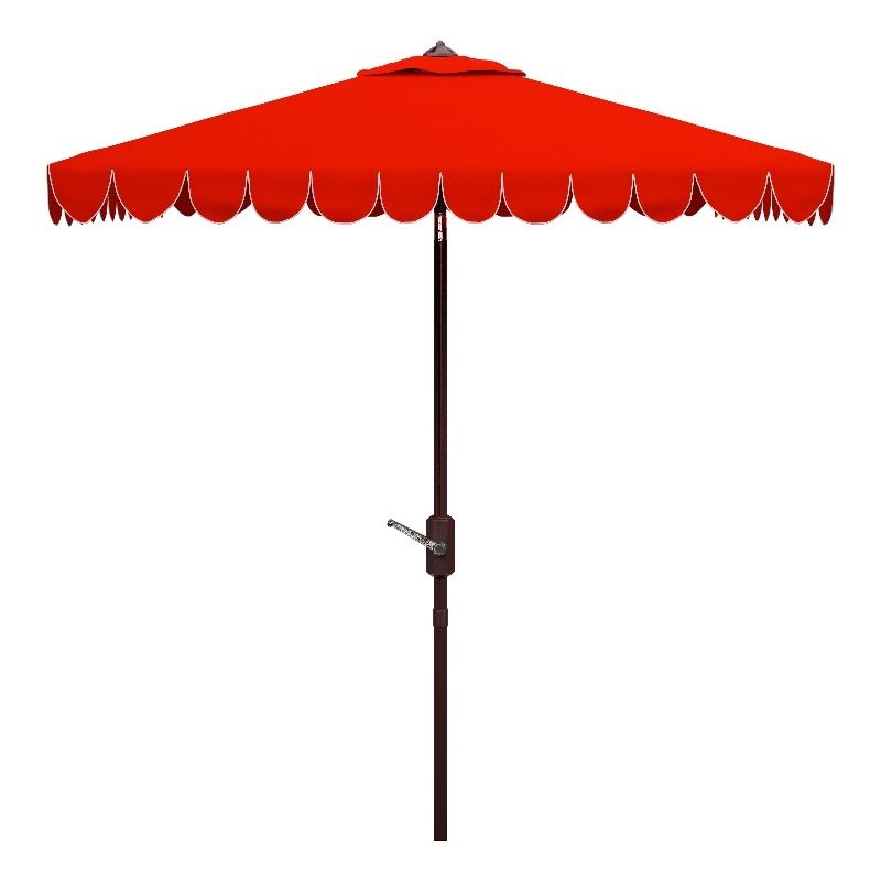 Safavieh Venice 7.5 Ft Square Metal and Fabric Crank Umbrella in Red