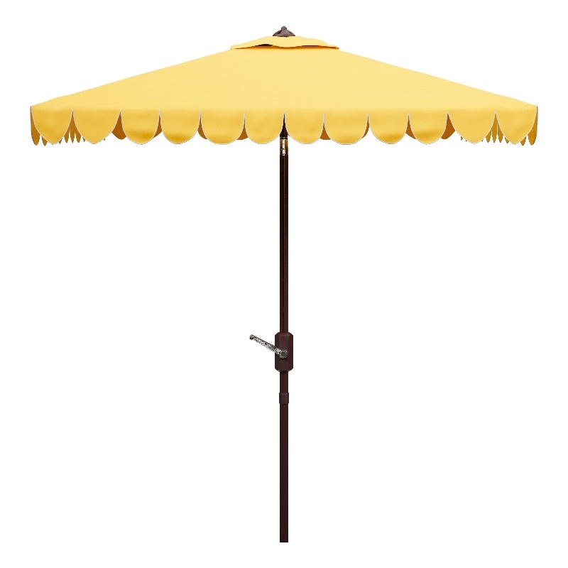 Safavieh Venice 7.5 Ft Square Metal and Fabric Crank Umbrella in Yellow