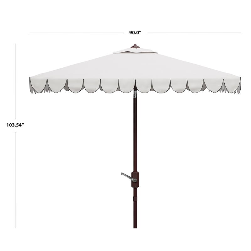 Safavieh Venice 7.5 Ft Square Metal and Fabric Crank Umbrella in Ivory / Black