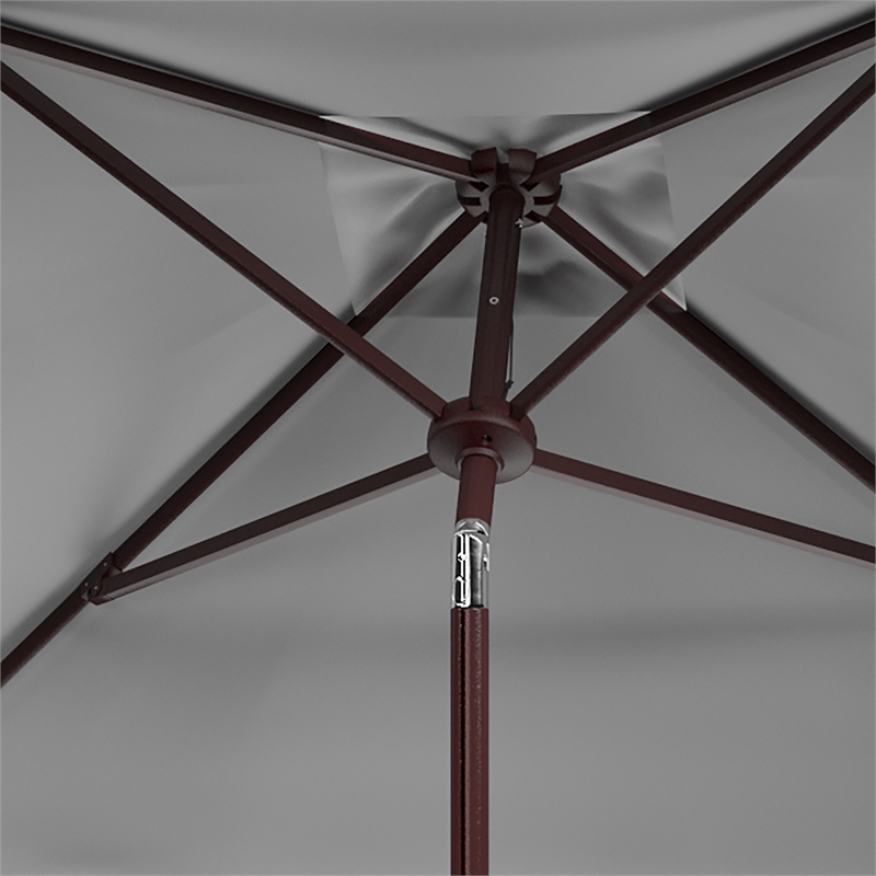 Safavieh Venice 7.5 Ft Square Metal and Fabric Crank Umbrella in Ivory / Black