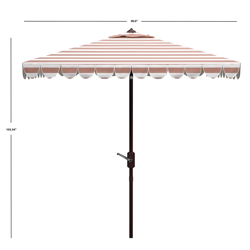 Safavieh Vienna 7.5Ft Square Metal and Fabric Crank Umbrella in Beige / White