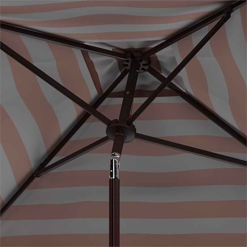 Safavieh Vienna 7.5Ft Square Metal and Fabric Crank Umbrella in Beige / White