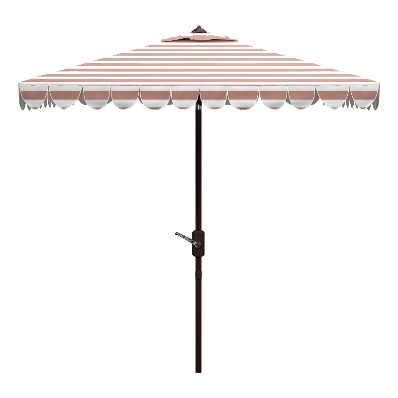 Safavieh Vienna 7.5Ft Square Metal and Fabric Crank Umbrella in Beige / White