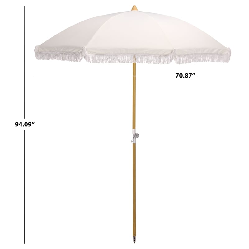 Safavieh Valencia 6.5 Ft Metal and Fabric Beach Umbrella  in Ivory