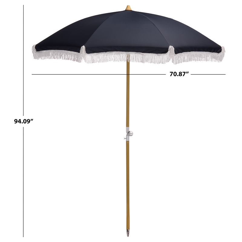 Safavieh Valencia 6.5 Ft Metal and Fabric Beach Umbrella in Navy