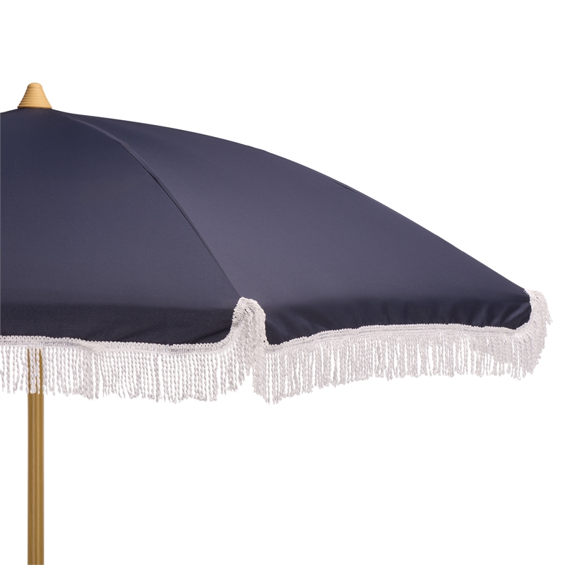 Safavieh Valencia 6.5 Ft Metal and Fabric Beach Umbrella in Navy