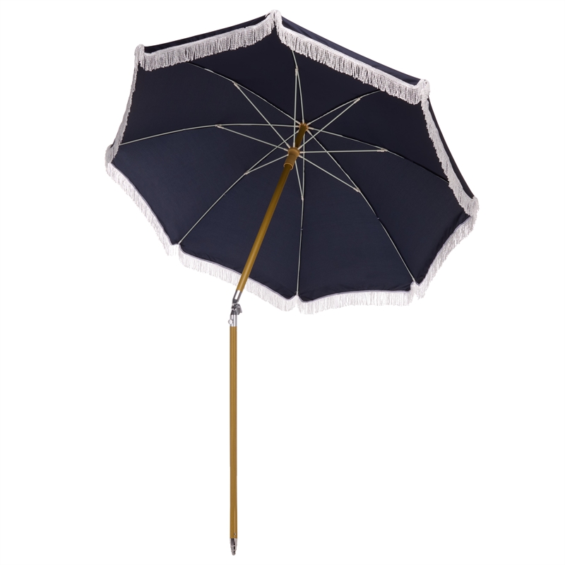 Safavieh Valencia 6.5 Ft Metal and Fabric Beach Umbrella in Navy