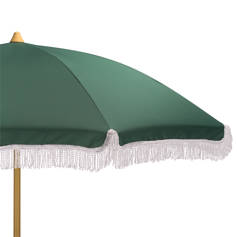 Safavieh Valencia 6.5 Ft Metal and Fabric Beach Umbrella in Green