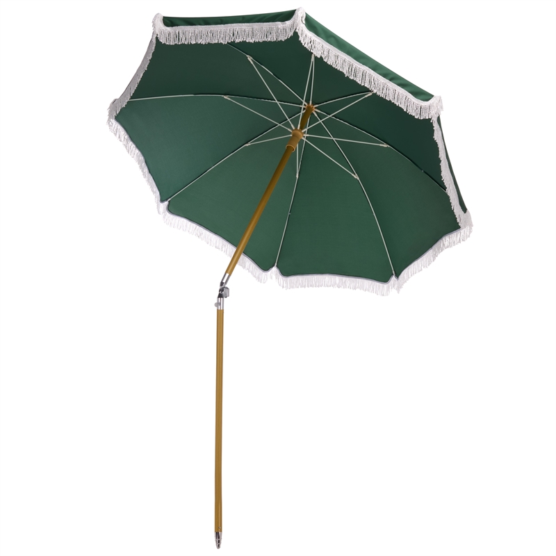 Safavieh Valencia 6.5 Ft Metal and Fabric Beach Umbrella in Green