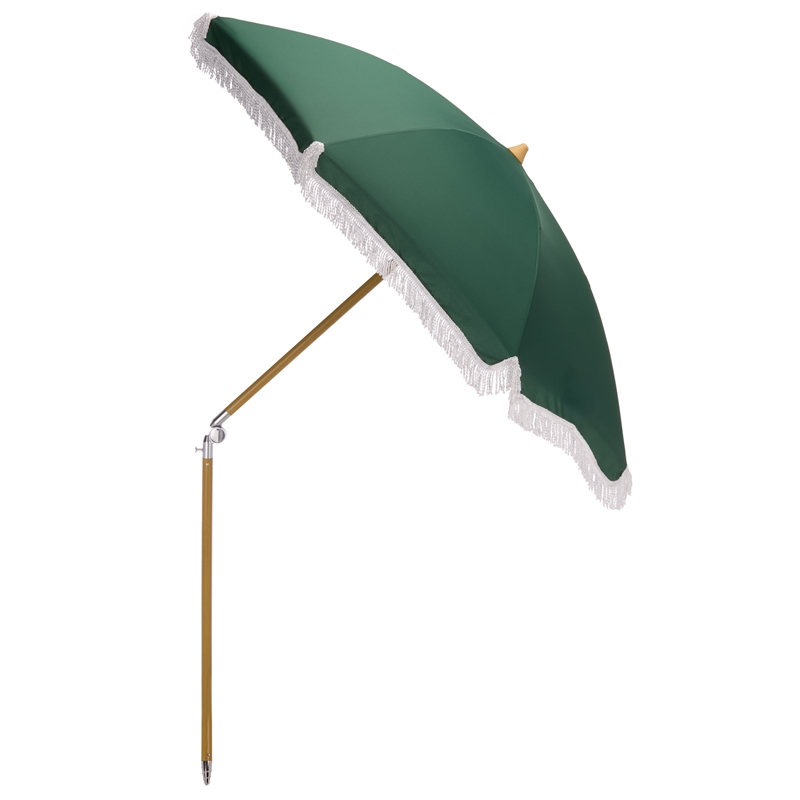 Safavieh Valencia 6.5 Ft Metal and Fabric Beach Umbrella in Green