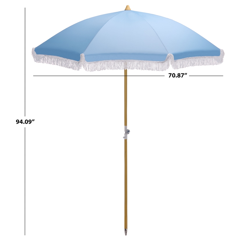 Safavieh Valencia 6.5 Ft Metal and Fabric Beach Umbrella in Baby Blue