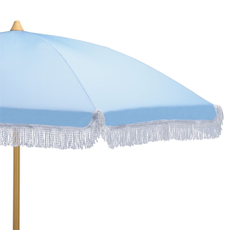Safavieh Valencia 6.5 Ft Metal and Fabric Beach Umbrella in Baby Blue