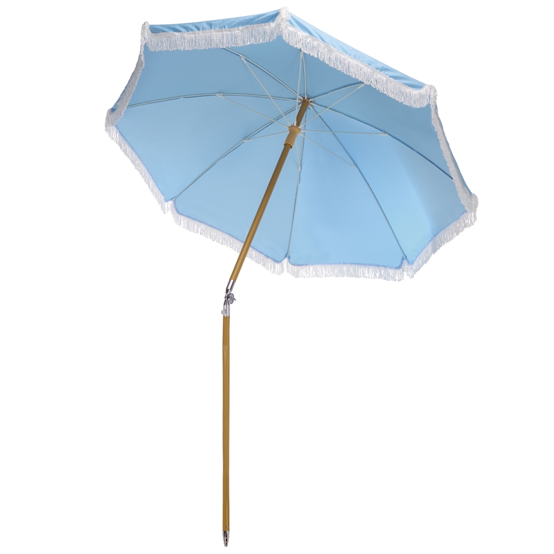 Safavieh Valencia 6.5 Ft Metal and Fabric Beach Umbrella in Baby Blue