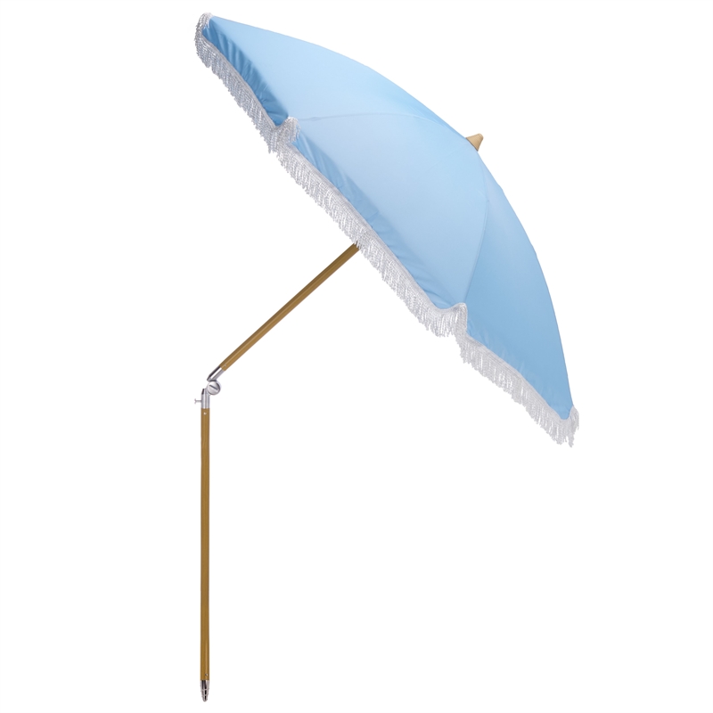 Safavieh Valencia 6.5 Ft Metal and Fabric Beach Umbrella in Baby Blue