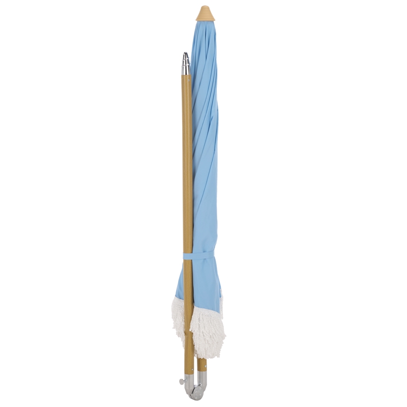 Safavieh Valencia 6.5 Ft Metal and Fabric Beach Umbrella in Baby Blue