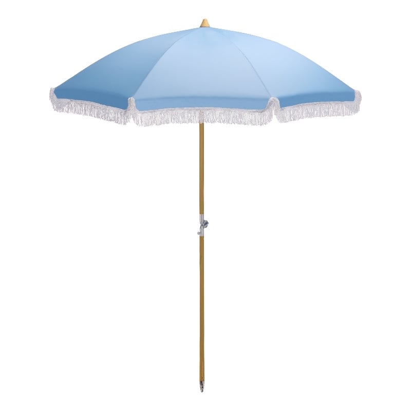 Safavieh Valencia 6.5 Ft Metal and Fabric Beach Umbrella in Baby Blue