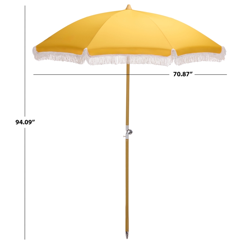 Safavieh Valencia 6.5 Ft Metal and Fabric Beach Umbrella  in Yellow