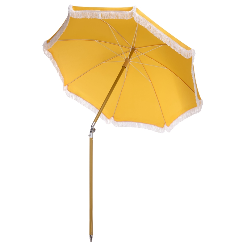 Safavieh Valencia 6.5 Ft Metal and Fabric Beach Umbrella  in Yellow