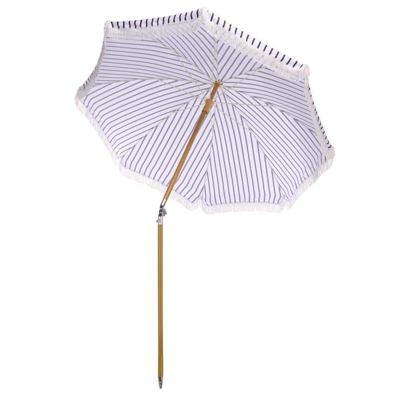 Safavieh Bella 6.5 Ft Metal and Fabric Beach Umbrella in Black