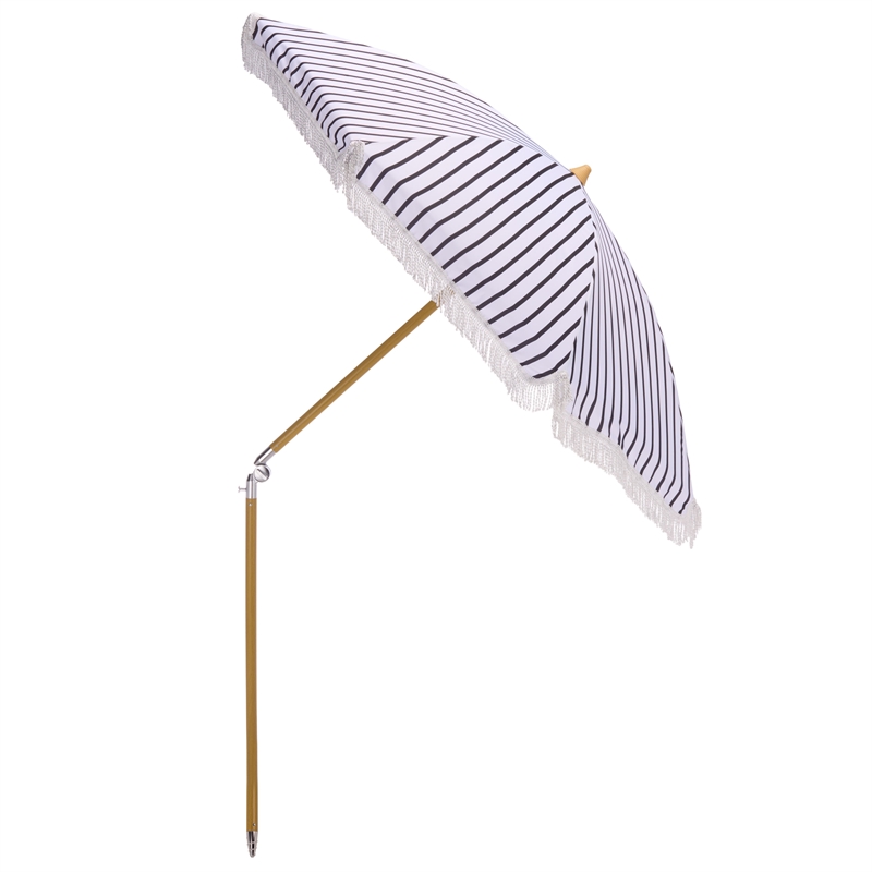Safavieh Bella 6.5 Ft Metal and Fabric Beach Umbrella in Black