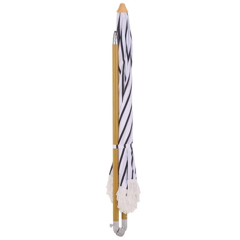 Safavieh Bella 6.5 Ft Metal and Fabric Beach Umbrella in Black