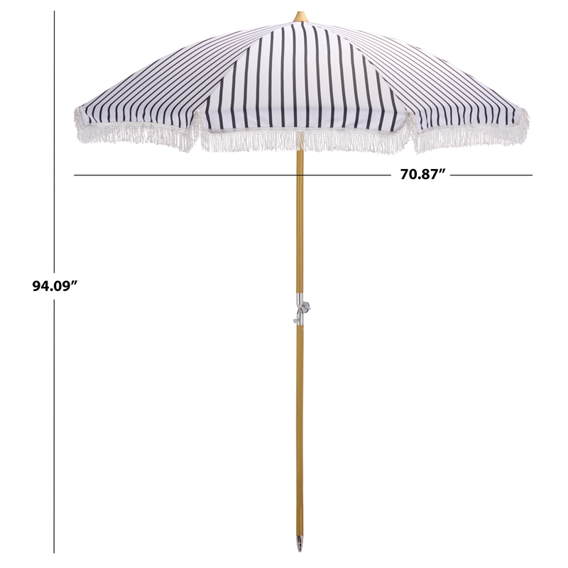 Safavieh Bella 6.5 Ft Metal and Fabric Beach Umbrella  in Navy