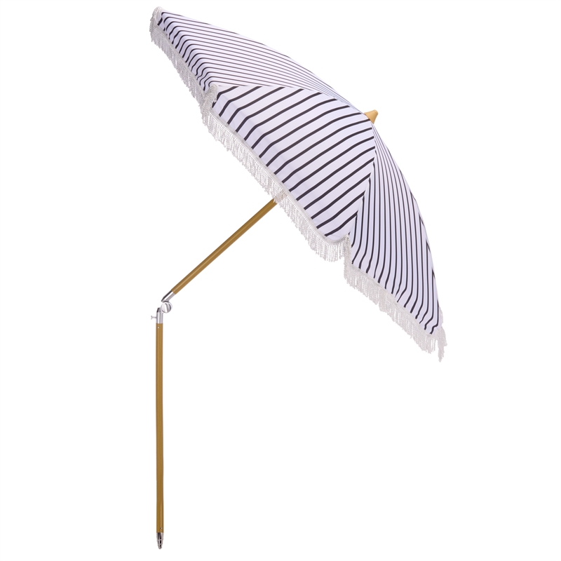 Safavieh Bella 6.5 Ft Metal and Fabric Beach Umbrella  in Navy