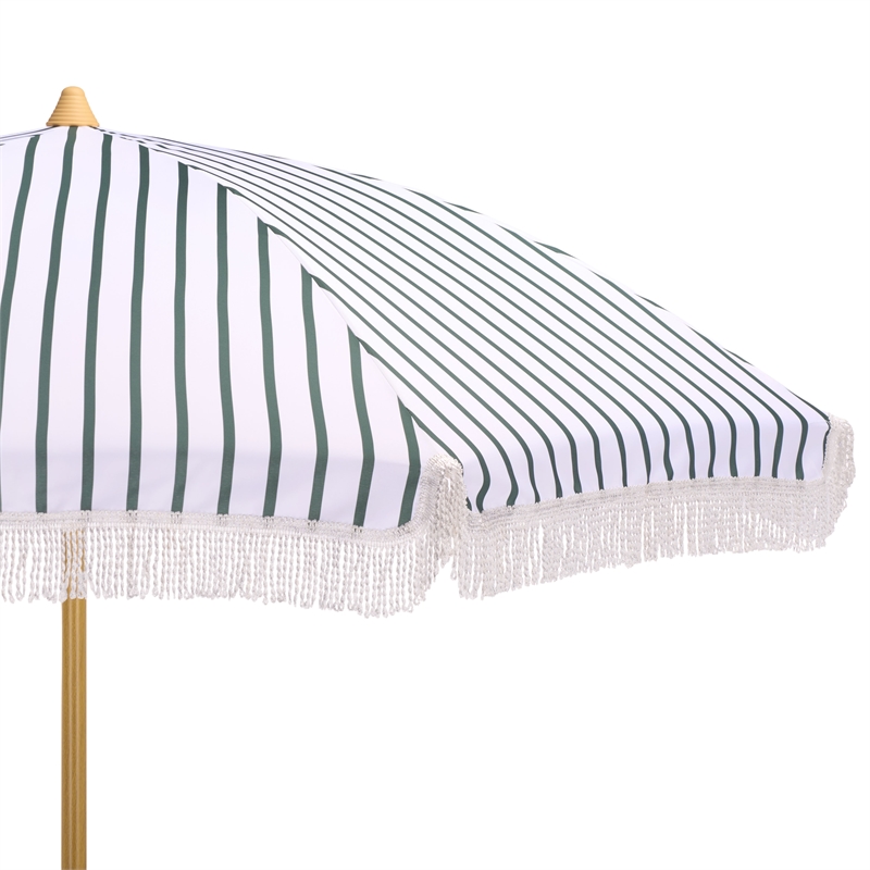 Safavieh Bella 6.5 Ft Metal and Fabric Beach Umbrella  in Green