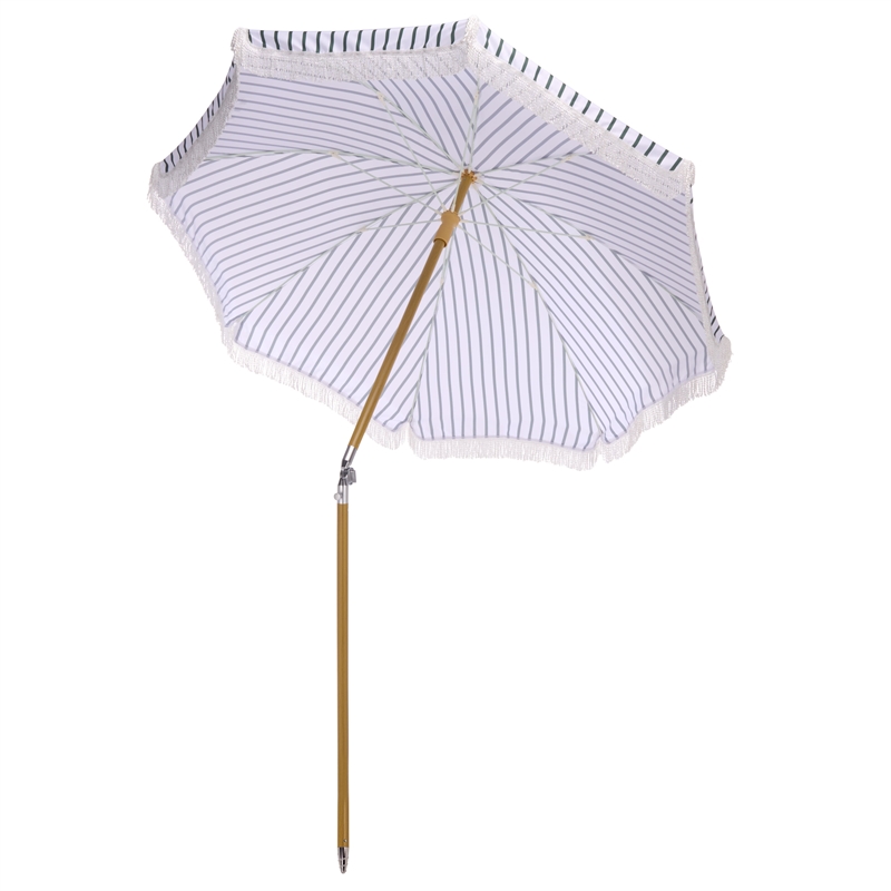 Safavieh Bella 6.5 Ft Metal and Fabric Beach Umbrella  in Green