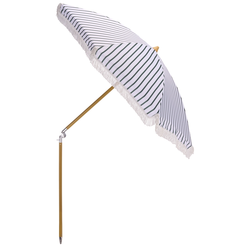 Safavieh Bella 6.5 Ft Metal and Fabric Beach Umbrella  in Green